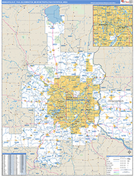 Minneapolis-St. Paul-Bloomington Metro Area Wall Map Basic Style 2026